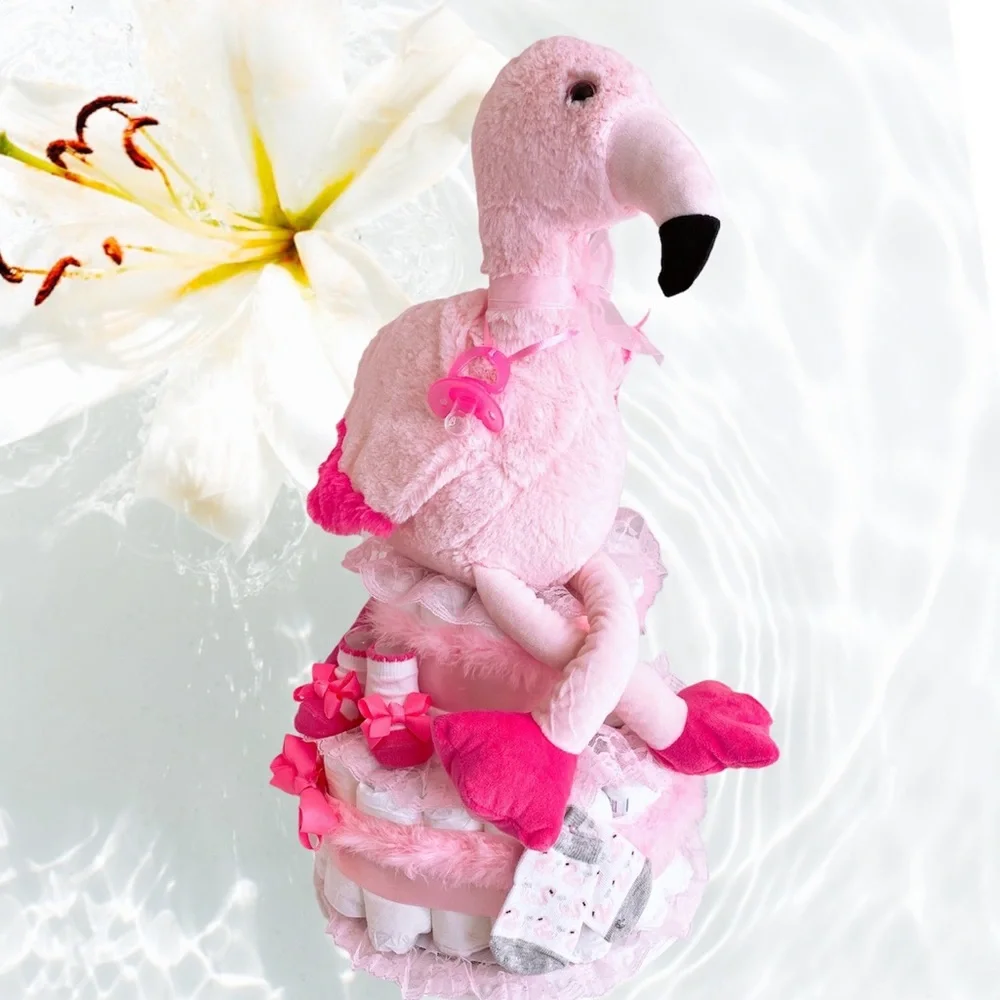 Pink Flamingo Diaper Cake, Flamingo Themed, Flamingo Baby Shower, Centerpiece